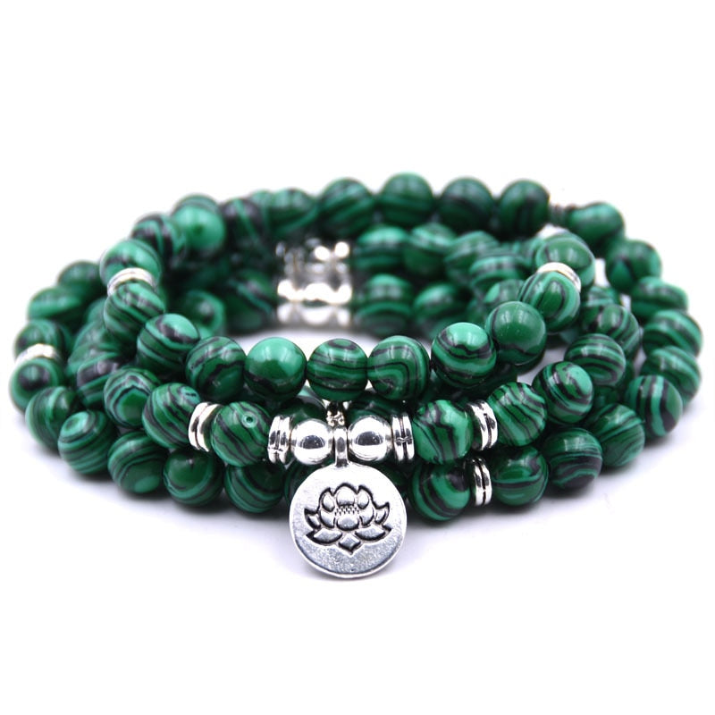 KMVEXO 18 Colors Women Amazonite 108 Mala Beads Bracelets High Quality Lotus Charm Yogi Bracelet Necklace Fashion Jewelry
