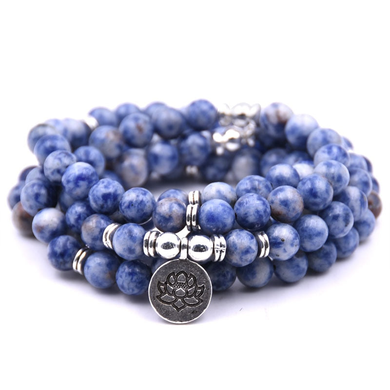 KMVEXO 18 Colors Women Amazonite 108 Mala Beads Bracelets High Quality Lotus Charm Yogi Bracelet Necklace Fashion Jewelry