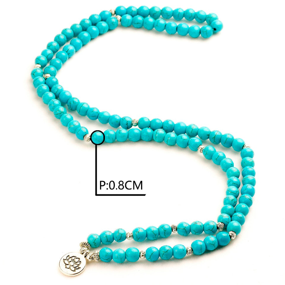 Men 8mm Howlite Lotus Bracelet or Necklace Stone 108 Beads Buddha Tree Life Charms Bracelet Women Couple Jewelry Gift for Girls