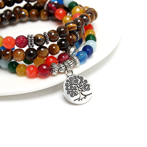 NAPOLN Tree Of Life Multilayer Bracelet Beads 108 Mala Yoga Bracelets Natural Stone For Women Dropshipping Bracelets For Men