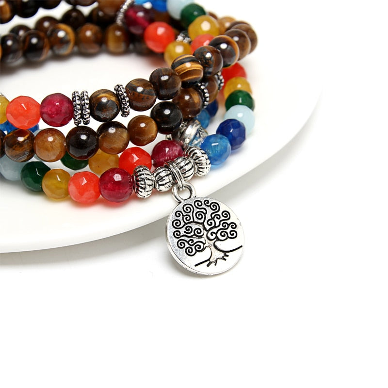 NAPOLN Tree Of Life Multilayer Bracelet Beads 108 Mala Yoga Bracelets Natural Stone For Women Dropshipping Bracelets For Men