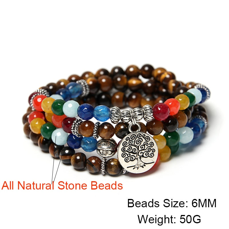 NAPOLN Tree Of Life Multilayer Bracelet Beads 108 Mala Yoga Bracelets Natural Stone For Women Dropshipping Bracelets For Men