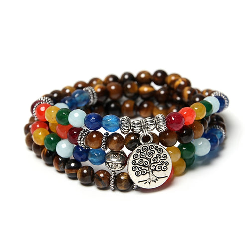 NAPOLN Tree Of Life Multilayer Bracelet Beads 108 Mala Yoga Bracelets Natural Stone For Women Dropshipping Bracelets For Men