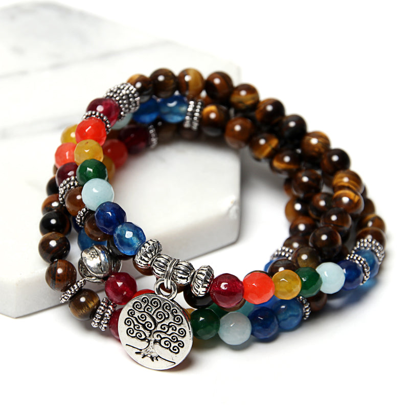 NAPOLN Tree Of Life Multilayer Bracelet Beads 108 Mala Yoga Bracelets Natural Stone For Women Dropshipping Bracelets For Men