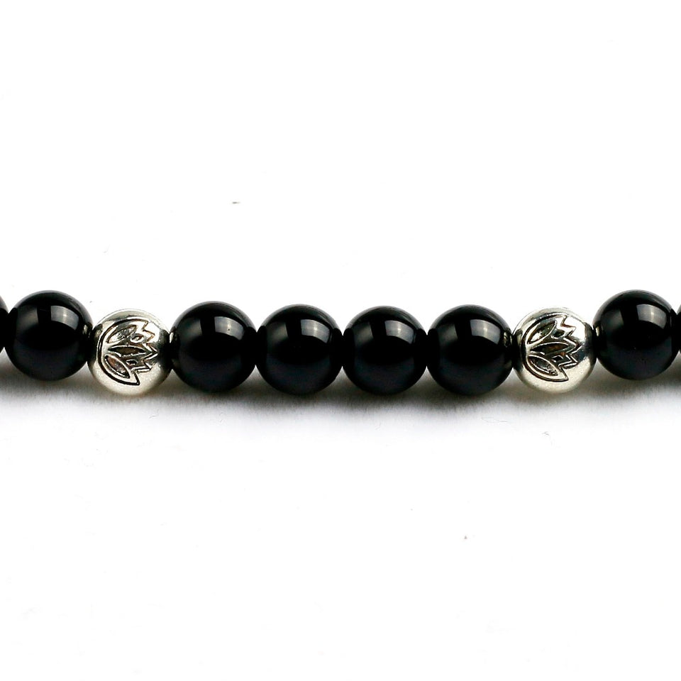 Natural Black Onyx Mala 108 Beads Bracelet Necklace Women Men Tree Life Om Charm Stone Powerful protection Yoga Jewelry