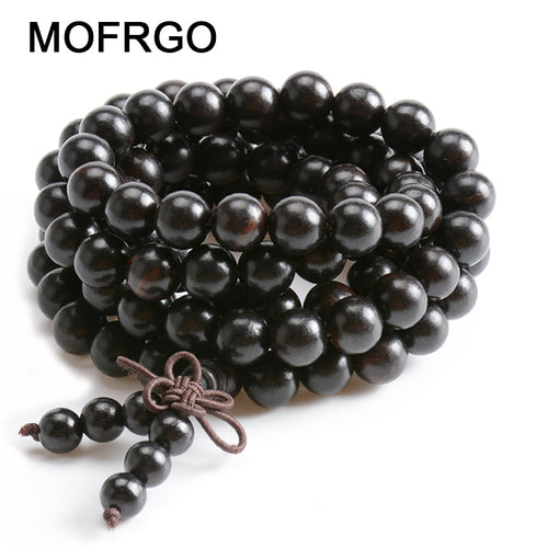 Natural Ebony Tibetan Buddha Mala Bracelet wooden 108 Bead necklace Black Charm Multilayer Bracelets For Women Men Jewelry Gift