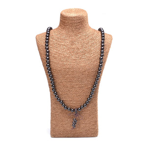 Natural Ebony Tibetan Buddha Mala Bracelet wooden 108 Bead necklace Black Charm Multilayer Bracelets For Women Men Jewelry Gift