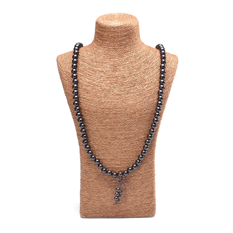 Natural Ebony Tibetan Buddha Mala Bracelet wooden 108 Bead necklace Black Charm Multilayer Bracelets For Women Men Jewelry Gift