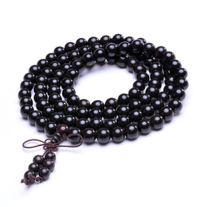 Natural Ebony Tibetan Buddha Mala Bracelet wooden 108 Bead necklace Black Charm Multilayer Bracelets For Women Men Jewelry Gift
