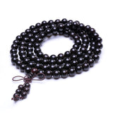 Natural Ebony Tibetan Buddha Mala Bracelet wooden 108 Bead necklace Black Charm Multilayer Bracelets For Women Men Jewelry Gift