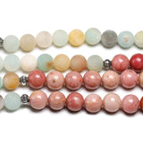 Natural Rhodochrosite With Amazonite stone 8MM Beaded Strand Bracelet Women Yoga Jewelry 108 Mala Beads LoTUS cHARM Bracelets