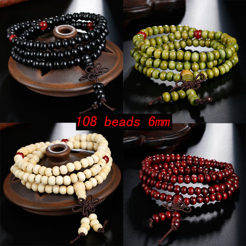 Natural Sandalwood Buddhist Buddha Prayer Bracelets Prayer Bead Mala 108 Beaded 6mm Stretch Women Men Bracelets &Bangles Jewelry