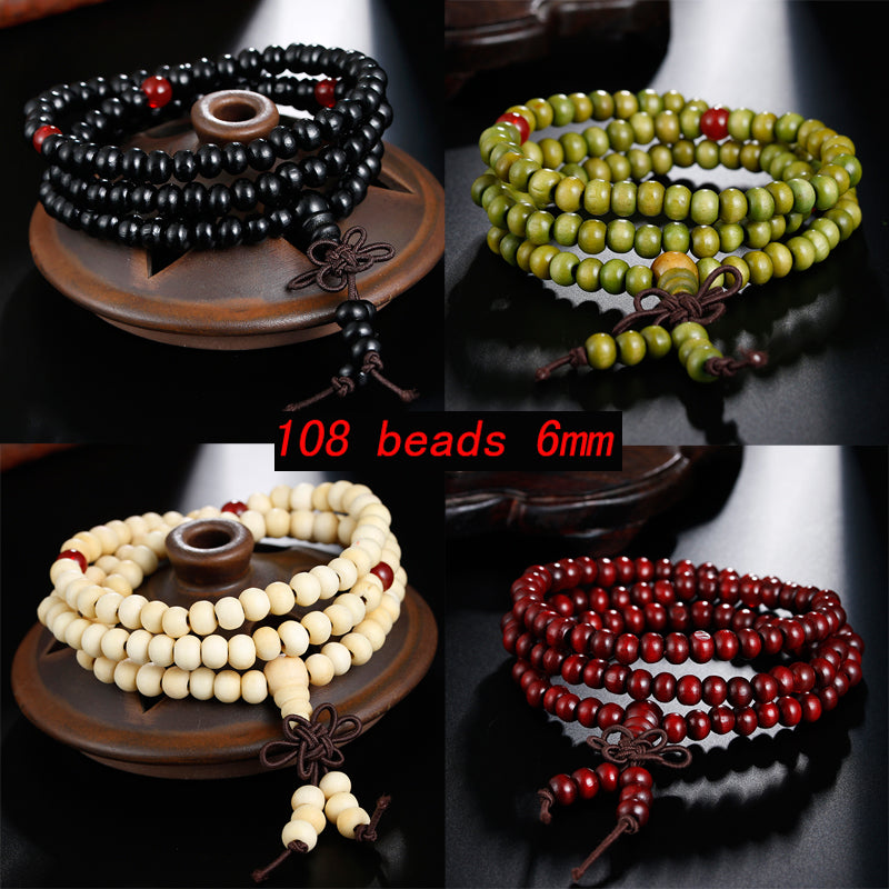 Natural Sandalwood Buddhist Buddha Prayer Bracelets Prayer Bead Mala 108 Beaded 6mm Stretch Women Men Bracelets &Bangles Jewelry