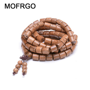 Natural Wood Mala Bead Yoga Bracelet Lucky Mens Buddha Charm Prayer Bracelet 108 Mala Necklace for Women Elastic Chain Jewelry