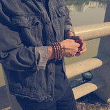 Natural Wood Mala Bead Yoga Bracelet Lucky Mens Buddha Charm Prayer Bracelet 108 Mala Necklace for Women Elastic Chain Jewelry