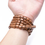 Natural Wood Mala Bead Yoga Bracelet Lucky Mens Buddha Charm Prayer Bracelet 108 Mala Necklace for Women Elastic Chain Jewelry