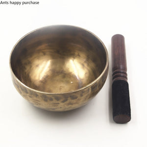 Nepal Handmade Brass Tibet Bowl Ritual 4 Key Music Therapy Copper Chime Copper Tibetan Singing Bowl(Including Sticks and Mats)