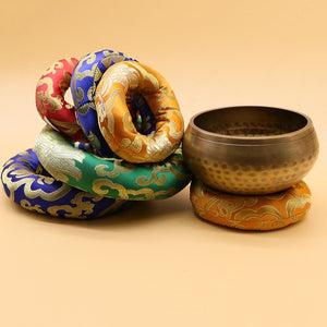 Nepal Handmade Singing Bowl Mat Hot Coffee Pot Mat Cloth Craft Figurines Round Shape Desktop Insulation Pad Buddhist Temple Use