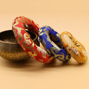Nepal Handmade Singing Bowl Mat Hot Coffee Pot Mat Cloth Craft Figurines Round Shape Desktop Insulation Pad Buddhist Temple Use