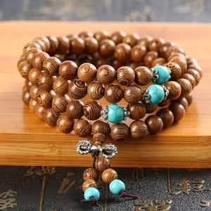 New Brand 108 *8mm/108*6mm Wenge Prayer Beads Tibetan Buddhist Mala Buddha Bracelet Rosary Wooden Bangle Jewelry