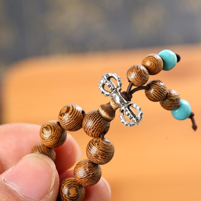 New Brand 108 *8mm/108*6mm Wenge Prayer Beads Tibetan Buddhist Mala Buddha Bracelet Rosary Wooden Bangle Jewelry