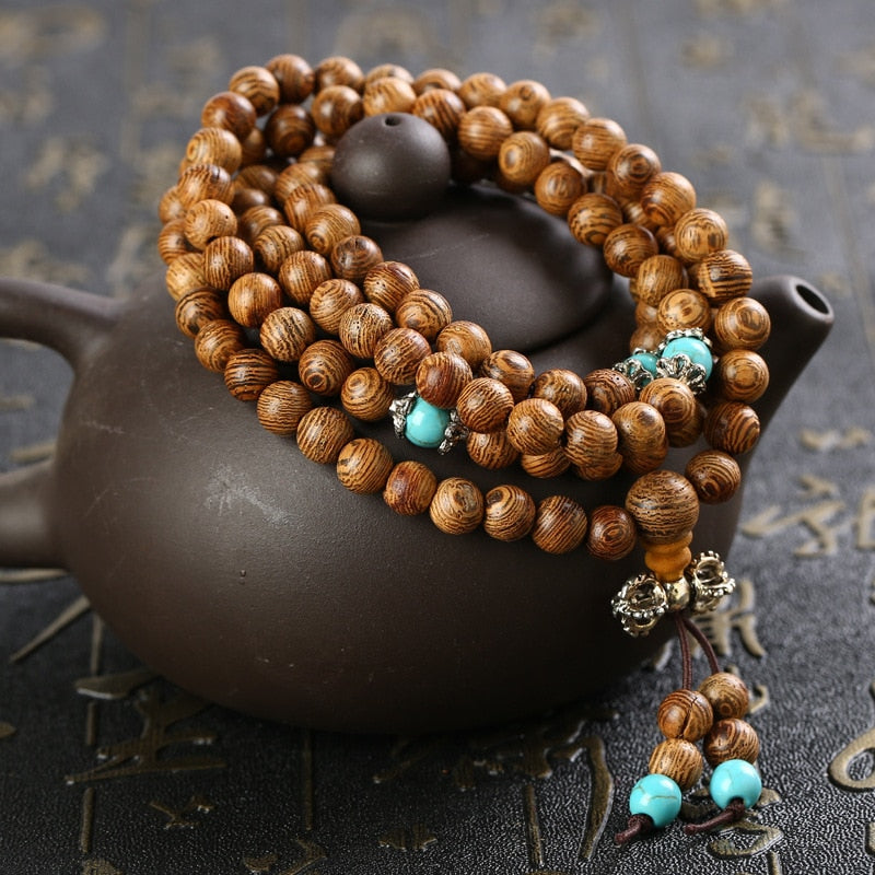 New Brand 108 *8mm/108*6mm Wenge Prayer Beads Tibetan Buddhist Mala Buddha Bracelet Rosary Wooden Bangle Jewelry