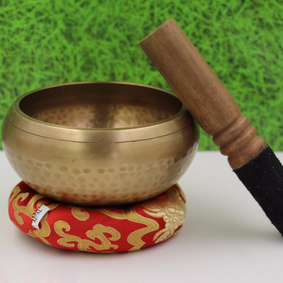 New Copper Crafted Gilt Yoga Singing Bowl Buddhism Tibetan Chakra Meditation