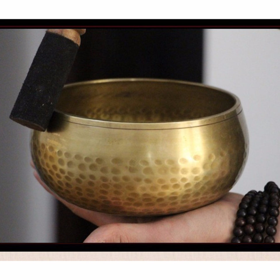 New Copper Crafted Gilt Yoga Singing Bowl Buddhism Tibetan Chakra Meditation