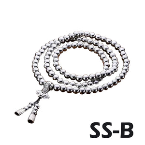 Outdoor 108 Buddha Beads Self Defense Hand Bracelet Necklace Chain Full Steel Chain Personal Protection Multi Tools