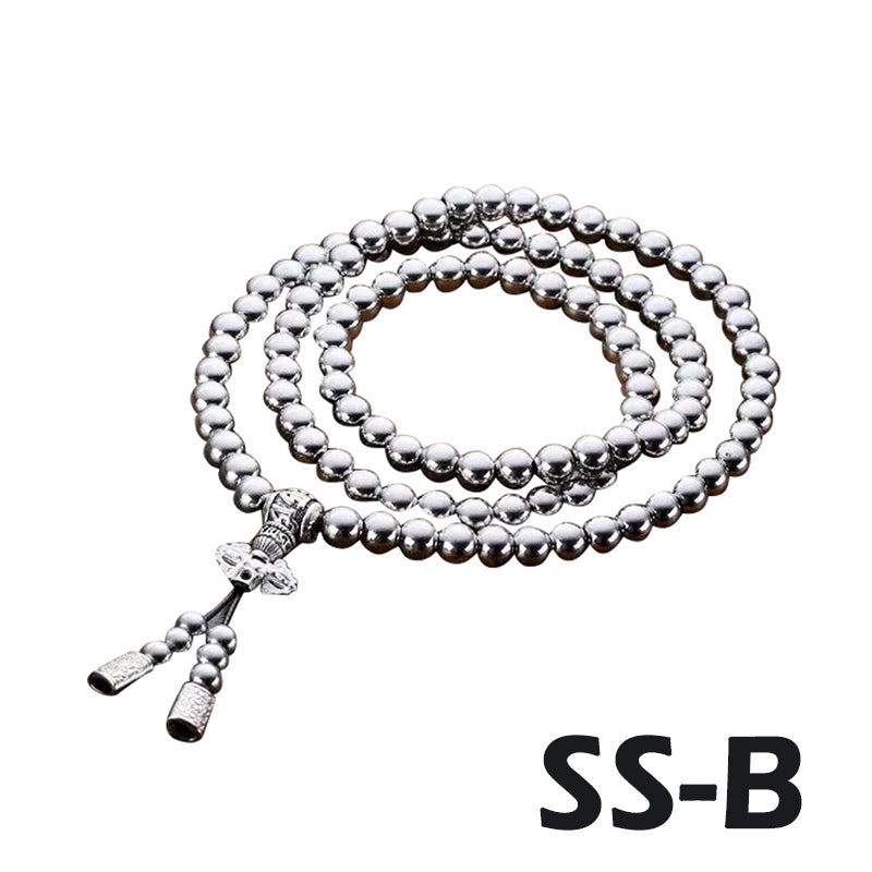 Outdoor 108 Buddha Beads Self Defense Hand Bracelet Necklace Chain Full Steel Chain Personal Protection Multi Tools