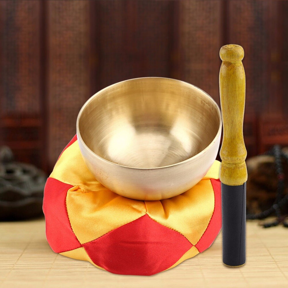 Portable Buddhist Tibetan Singing Bowl Set Stick Cushion Home Decoration Chakra Meditation Yoga Wall Brass Dishes Craft Tool