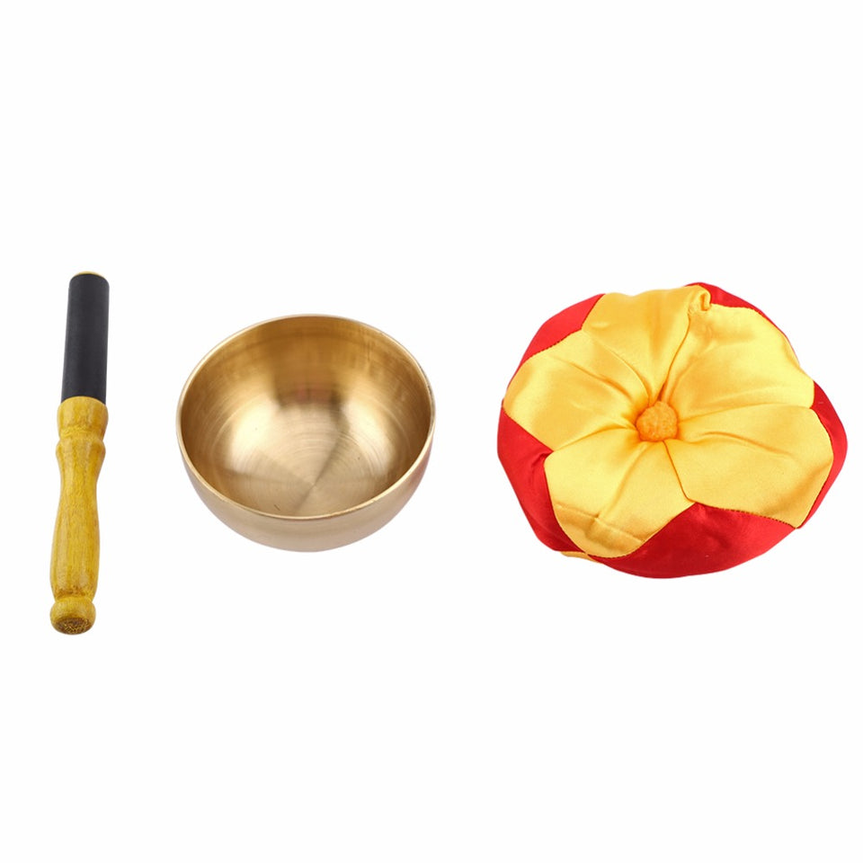 Portable Buddhist Tibetan Singing Bowl Set Stick Cushion Home Decoration Chakra Meditation Yoga Wall Brass Dishes Craft Tool