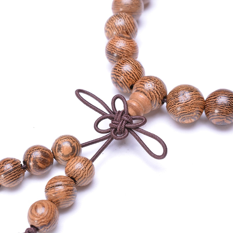 Prayer Beads Bracelet 108 Tibetan Buddhist Rosary Charm Mala Meditation Necklace Yoga lucky Wenge Wooden Bracelet For Women Men