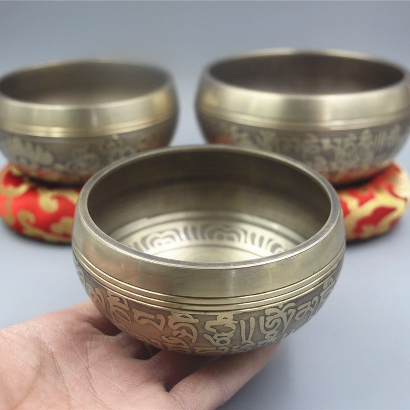 Professional Ode Buddhist Sound Bowl Nepal Handmade Brass Singing Bowl Yoga SPA Sound Therapy To The Bowl Bronze Chime Decor