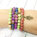 Ruberthen Fashion Design 7 Chakra Regalite Beads Bracelet Brass Ohm Charm Yoga Bracelet 108  Mala Energy Balance Jewelry