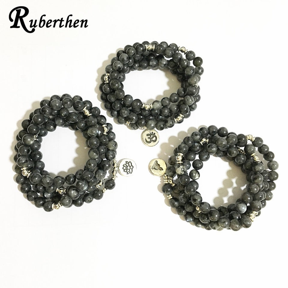 Ruberthen High Quantity Natural Stone Bracelet 108 Mala Yoga Necklace Matte Amazonite S Jewelry Hot Sale 2018 Drop Shipping