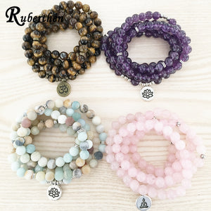 Ruberthen High Quantity Natural Stone Bracelet 108 Mala Yoga Necklace Matte Amazonite S Jewelry Hot Sale 2018 Drop Shipping