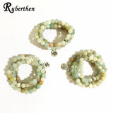 Ruberthen High Quantity Natural Stone Bracelet 108 Mala Yoga Necklace Matte Amazonite S Jewelry Hot Sale 2018 Drop Shipping