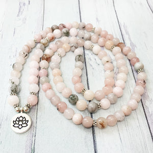 Ruberthen New 108 Mala Bracelet For Women High Quality Natural Stone Lotus Charm Yoga Bracelet Healing the Heart Chakra Jewelry