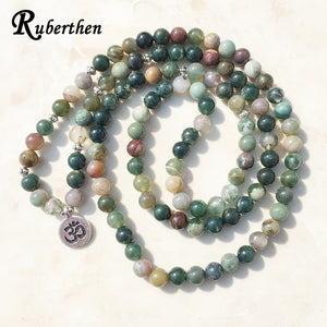 Ruberthen Top Sale Aliexpress Women`s Wrap Bracelet Trendy India Stone Bracelet or Necklace 108 Mala Fancy Stone Beads Bracelet