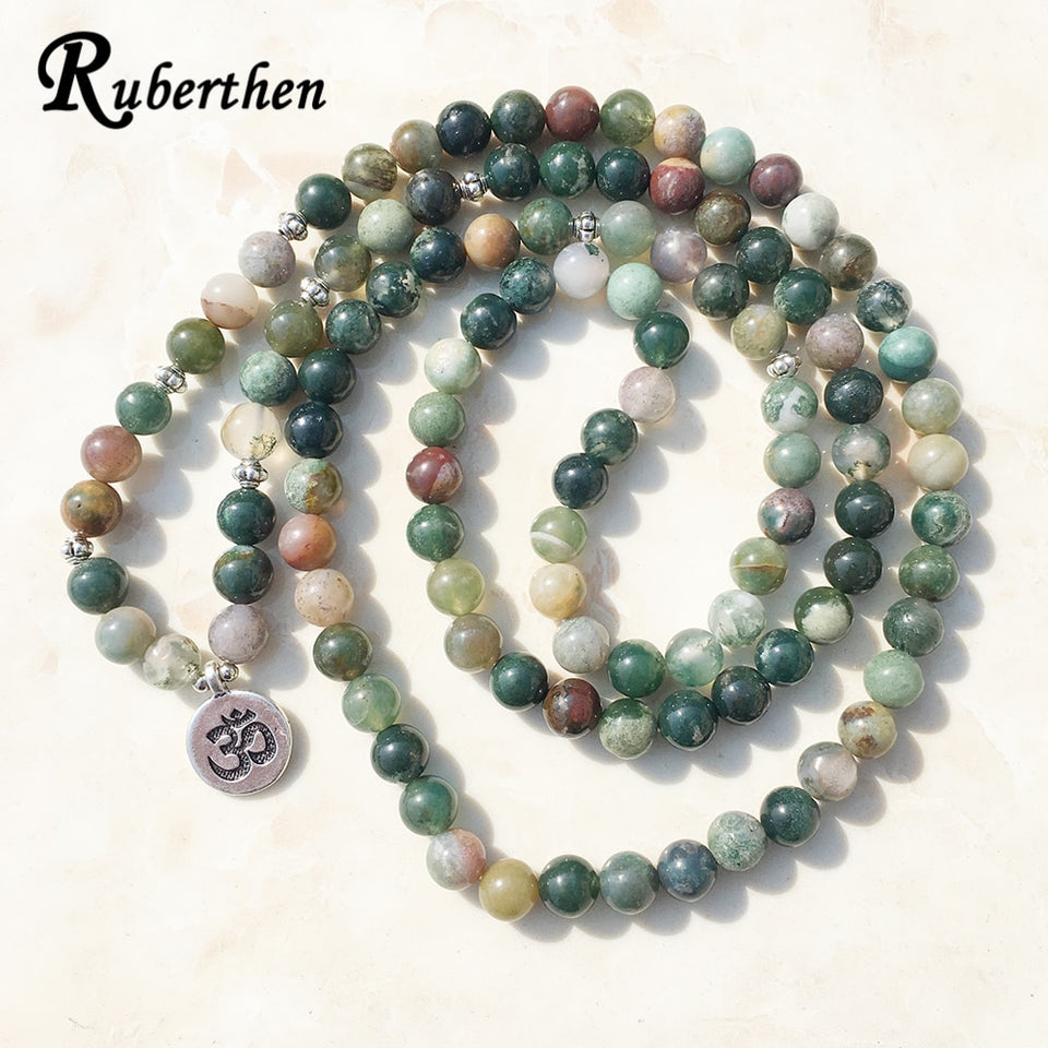 Ruberthen Top Sale Aliexpress Women`s Wrap Bracelet Trendy India Stone Bracelet or Necklace 108 Mala Fancy Stone Beads Bracelet
