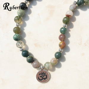Ruberthen Top Sale Aliexpress Women`s Wrap Bracelet Trendy India Stone Bracelet or Necklace 108 Mala Fancy Stone Beads Bracelet