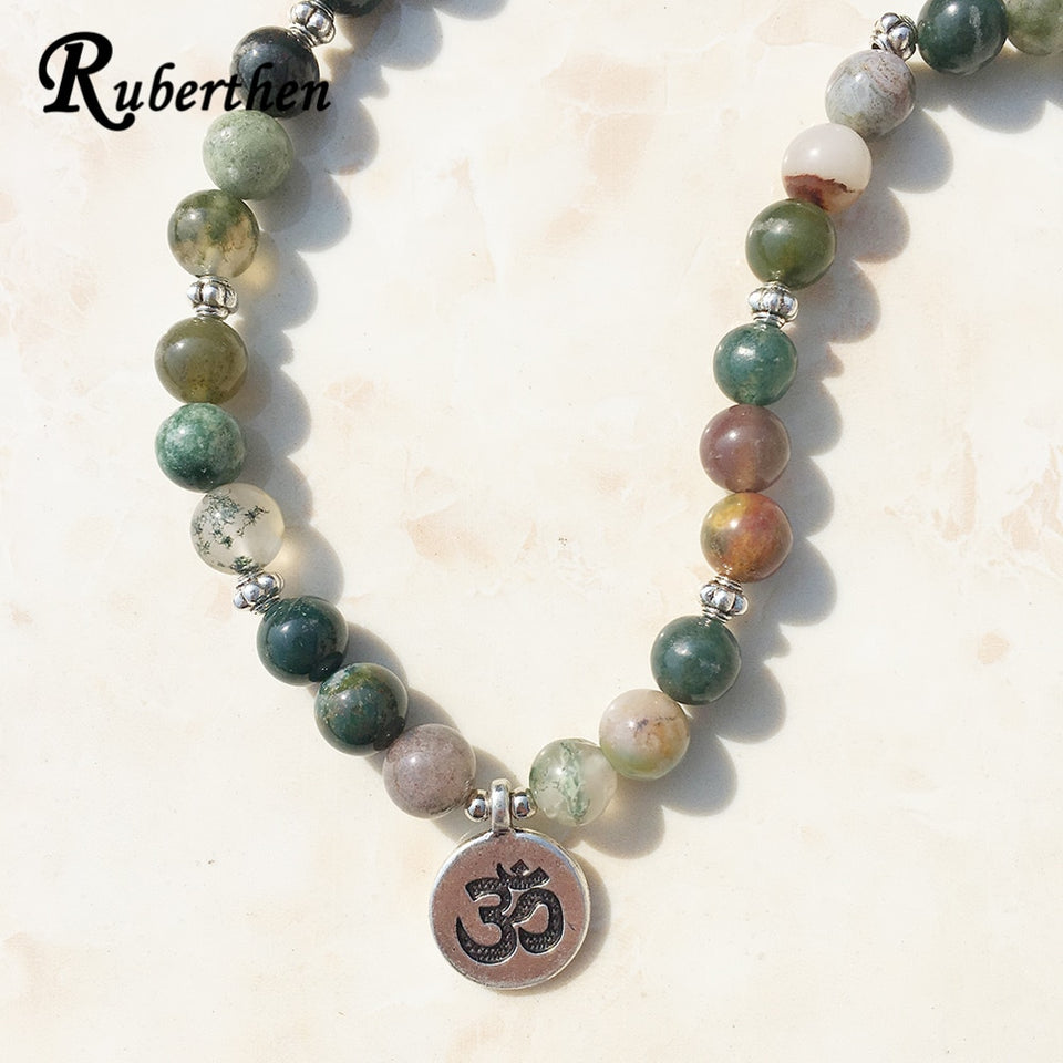Ruberthen Top Sale Aliexpress Women`s Wrap Bracelet Trendy India Stone Bracelet or Necklace 108 Mala Fancy Stone Beads Bracelet