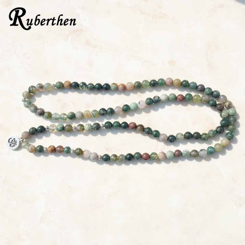 Ruberthen Top Sale Aliexpress Women`s Wrap Bracelet Trendy India Stone Bracelet or Necklace 108 Mala Fancy Stone Beads Bracelet