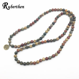 Ruberthen Tree of Life Jewelry Vintage Design Picasso J-asper 108 Mala Bracelet High Quality Yoga Spiritual Bracelet