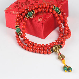 Sennier 108 Red Coral  bracelet natural stone beads mala necklace buddhist prayer rosary strand bracelets buddha Meditation
