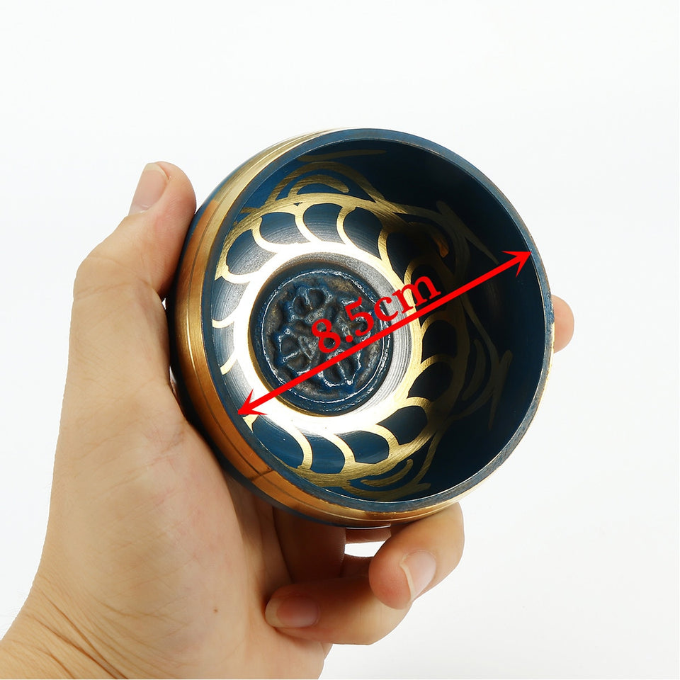 Singing Bowl Chakra Meditation 8.5cm Tibetan Buddhism Yoga Healing Relaxation Low Frequency Sound Deep into Body Core For Yoga