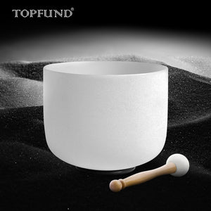 TOPFUND 432hz/perfect pitch F Note Heart Chakra Frosted Quartz Crystal Singing Bowl 8''