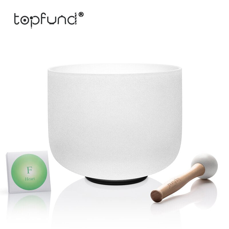 TOPFUND 432hz/perfect pitch F Note Heart Chakra Frosted Quartz Crystal Singing Bowl 8''