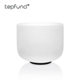 TOPFUND Chakra Frosted Quartz Crystal Singing Bowl 8 Inch